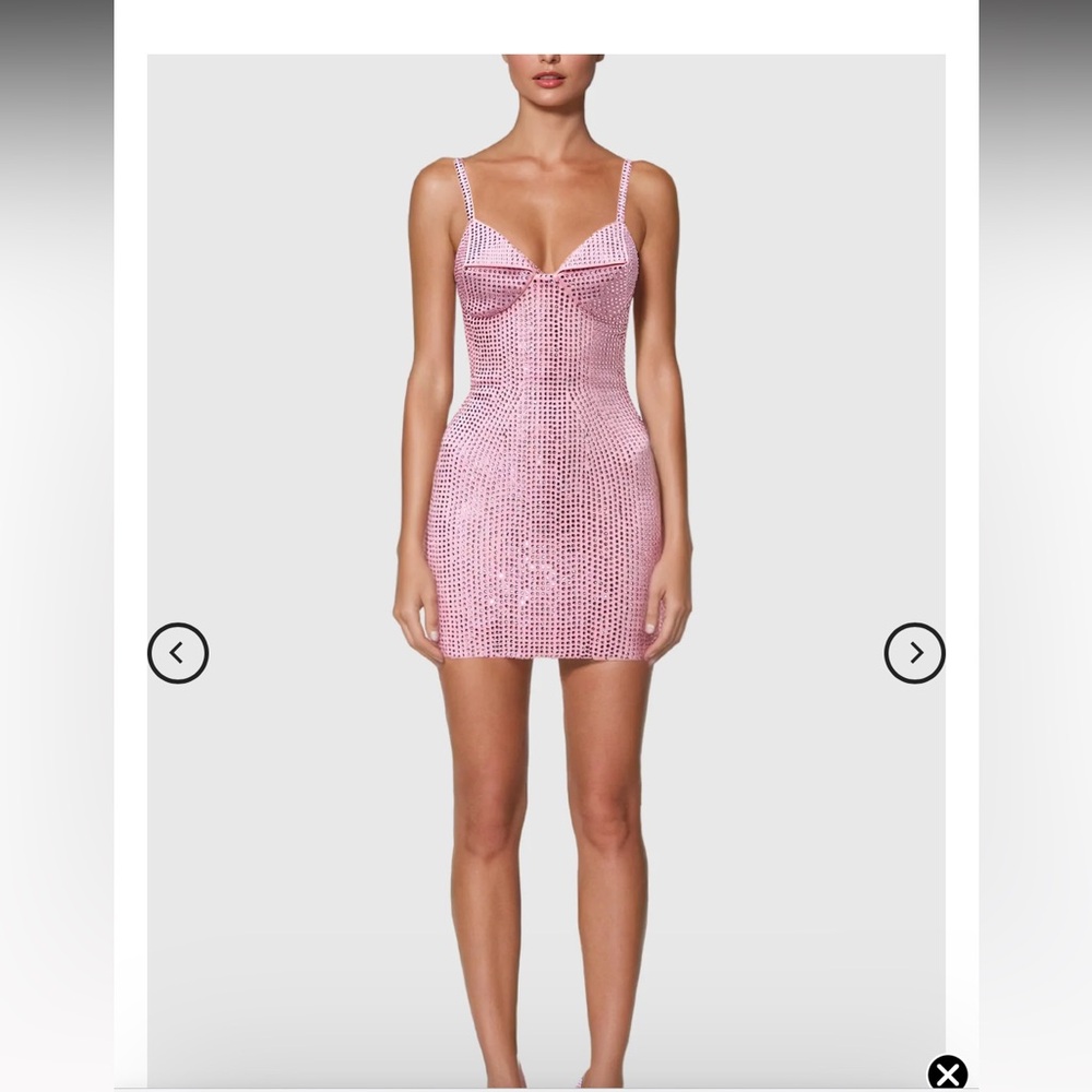 Pink Rhinestone Spaghetti Mini Dress - Picture 5 of 5